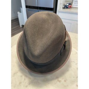 GOORIN BROS Brown Wool Fedora HAT with feather SIZE L. New